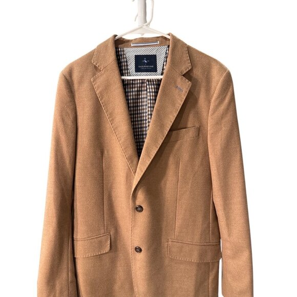 Tailorbyrd Men's Blazer Tan Button Up Poly/Rayon Size 38L Pre-Owned Good Cond - Picture 3 of 12